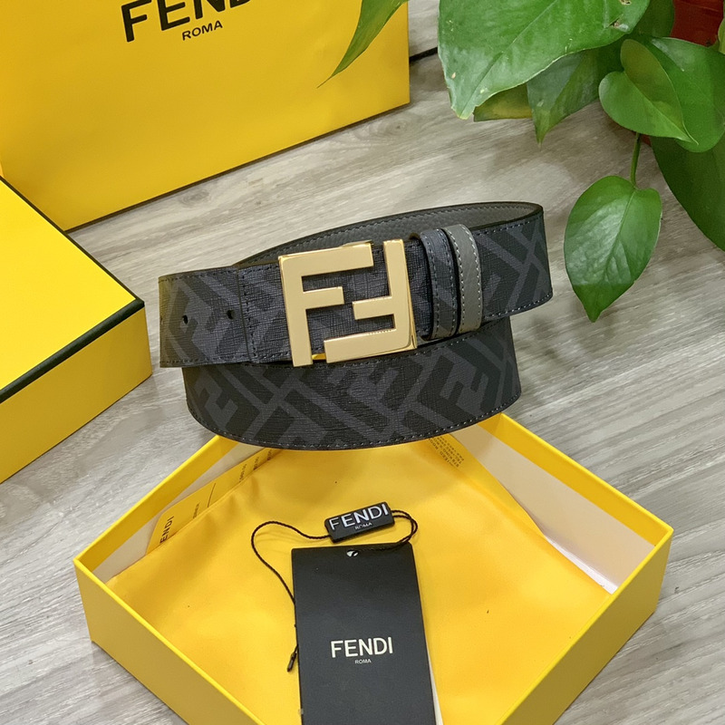 F**di squared ff belt grey leather belt gold