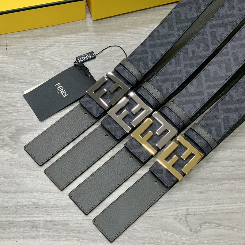 F**di squared ff belt grey leather belt gold