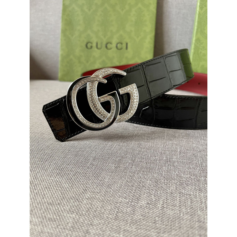 g*u*i double g silver Di*m*nd leather belt