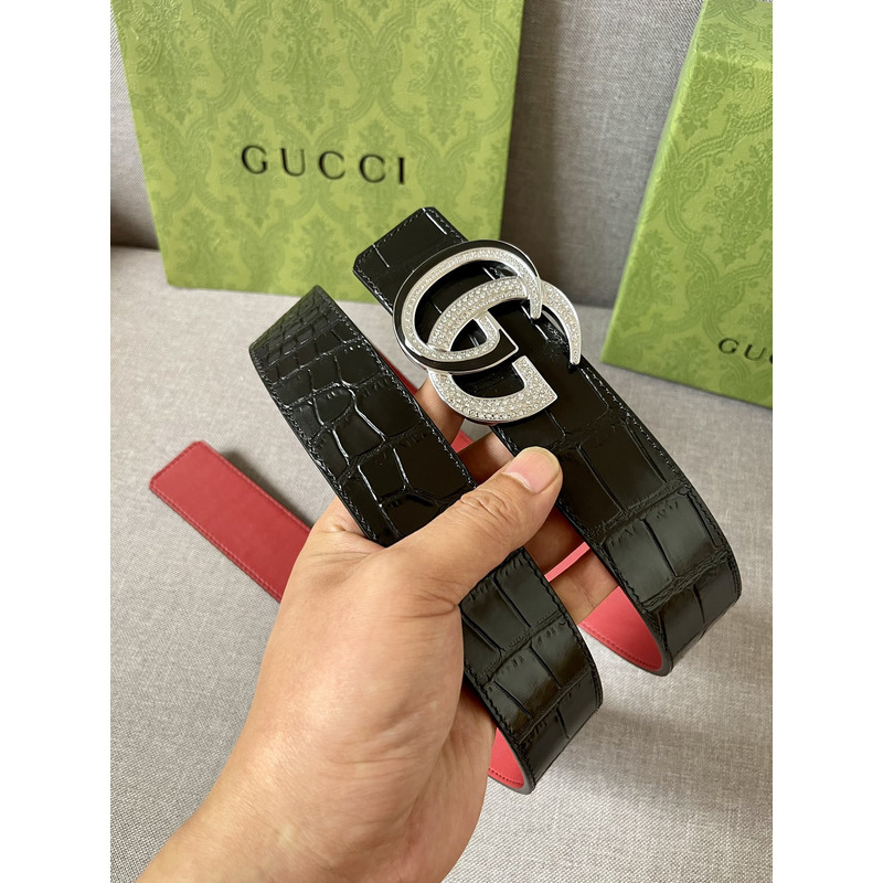 g*u*i double g silver Di*m*nd leather belt