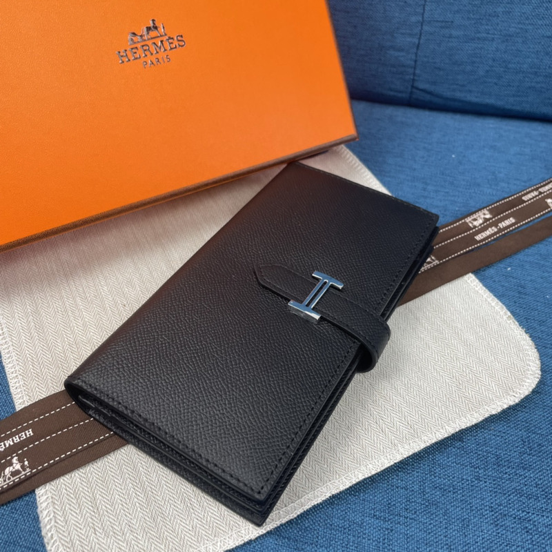 H**mes bearn soufflet epsom leather graphite wallet black