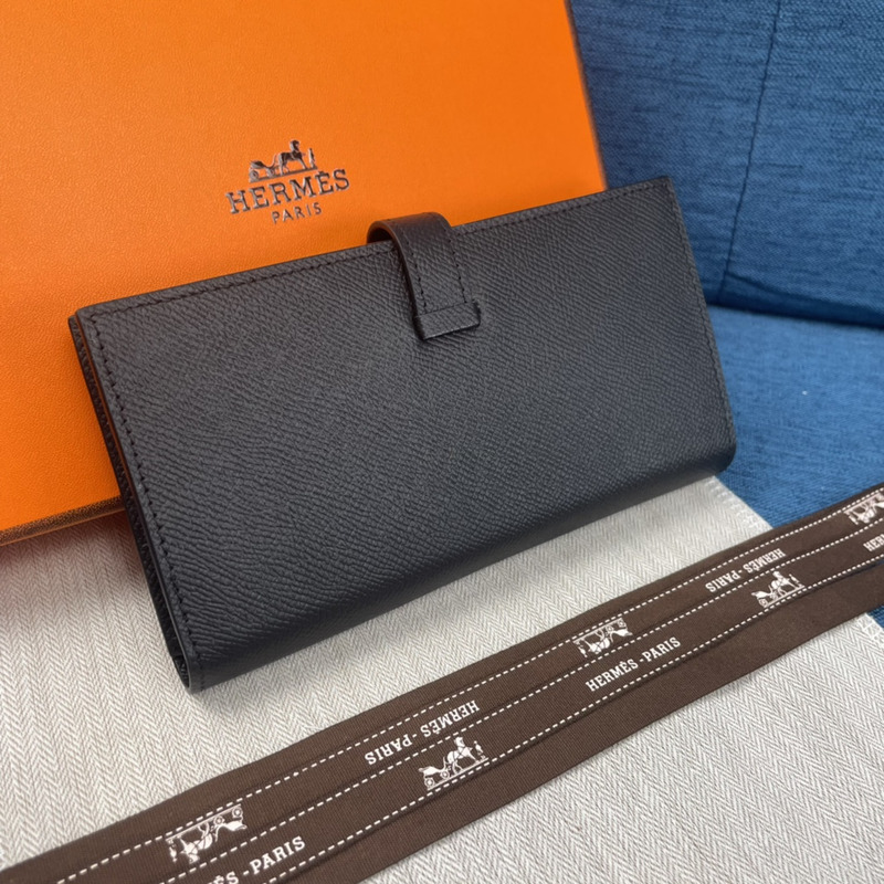 H**mes bearn soufflet epsom leather graphite wallet black