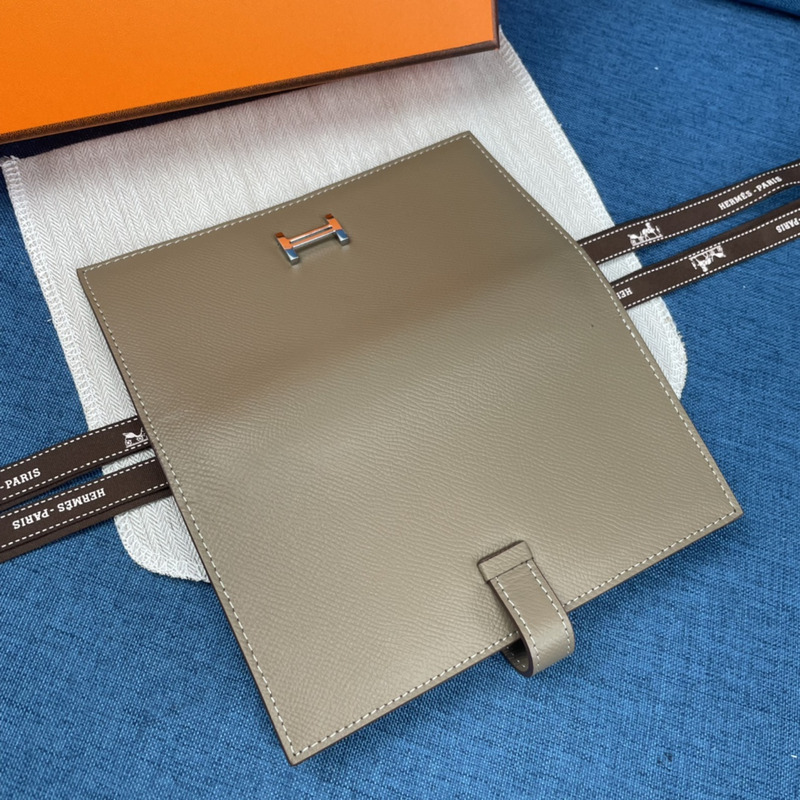 H**mes bearn soufflet epsom leather graphite wallet grey