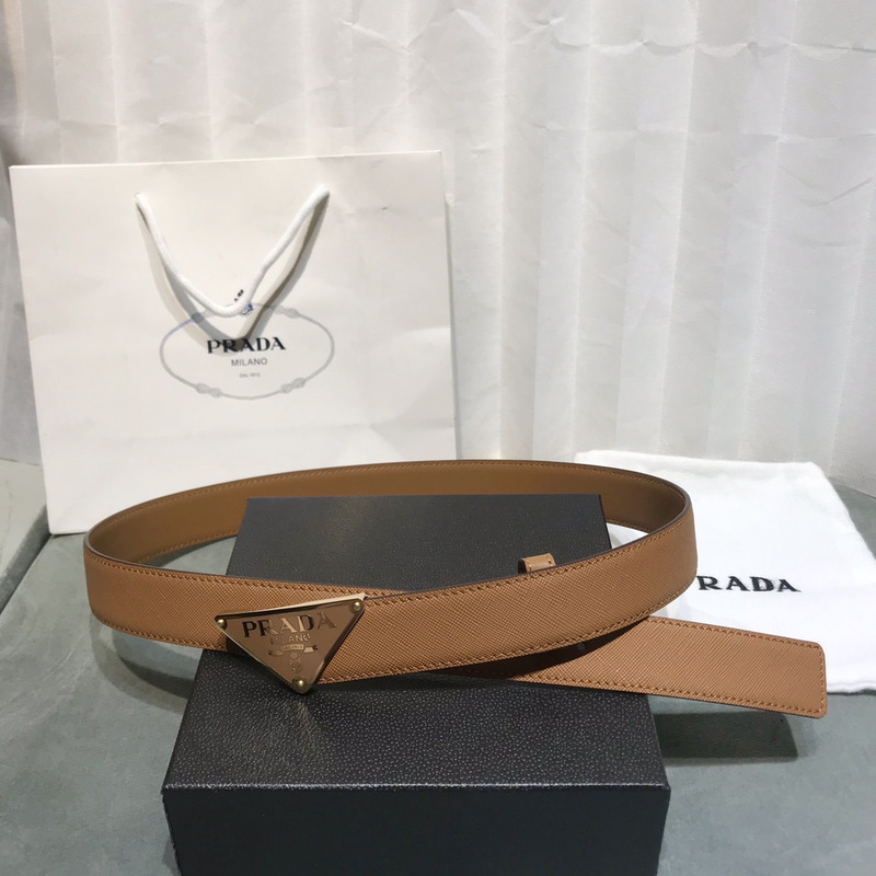 Pra*a saffiano leather belt brown