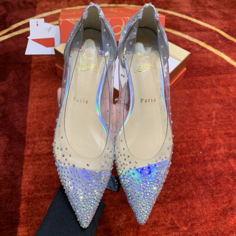 Ch**an louboutin degrastrass embellished ballet flats sliver