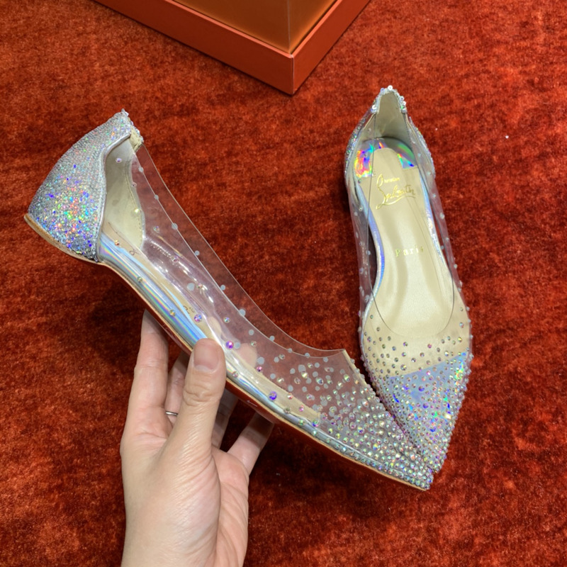 Ch**an louboutin degrastrass embellished ballet flats sliver