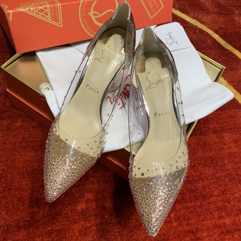 Ch**an louboutin follies strass embellished mesh pumps 10cm gold