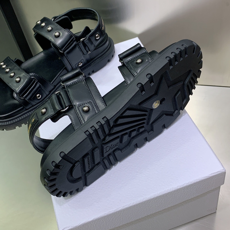 D*or black lambskin and silver-finish rivets D*oract sandal