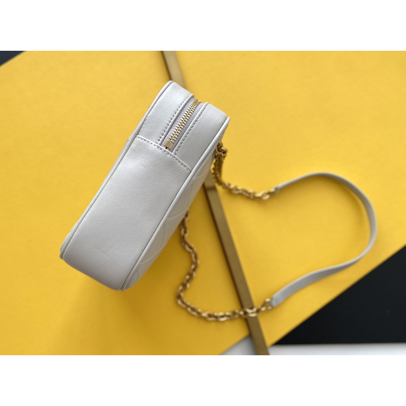 Saint Laurent Saint Laurent Le Maillon Small Chain Bag In Quilted Uilted Sheepskin Vintage White