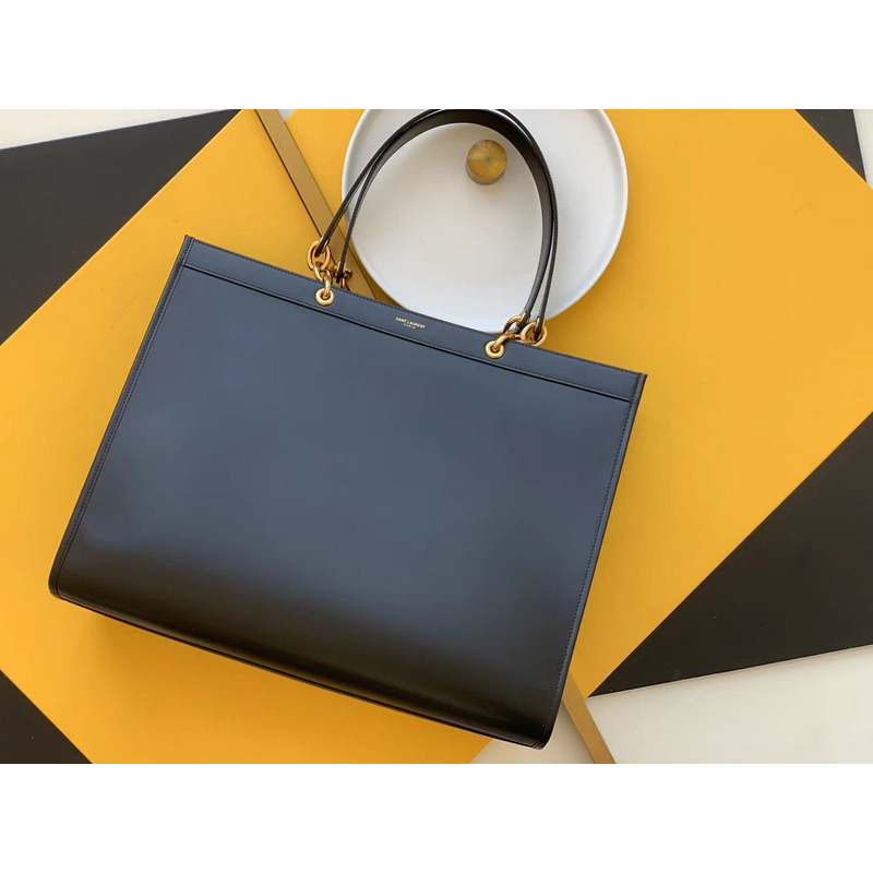 Saint Laurent Le Maillon S Leather Tote Bag Black