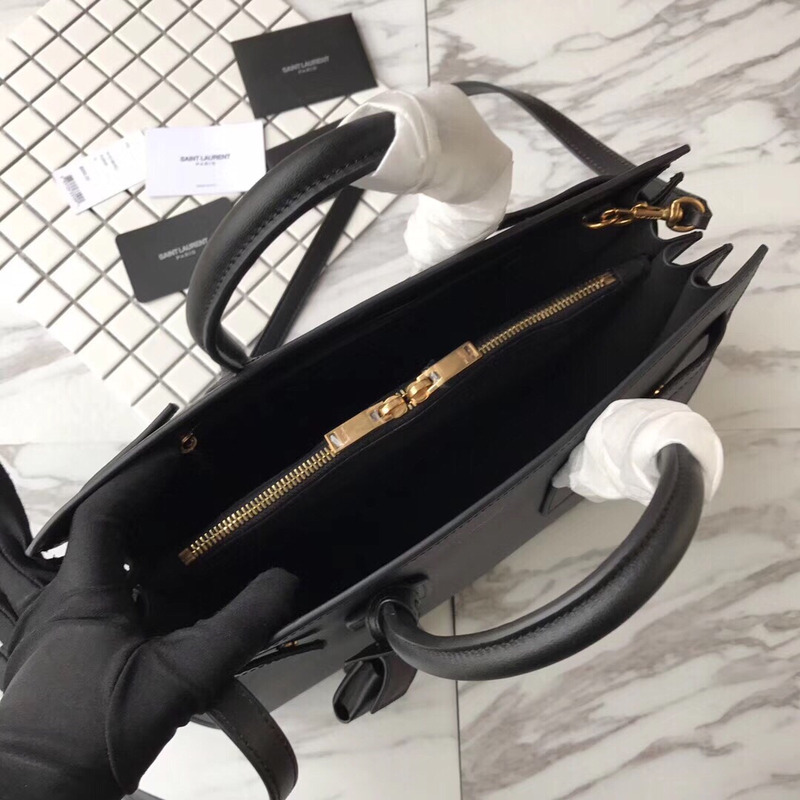 Saint Laurent Sac de jour Thin Large Bag In Grained Leather Noir