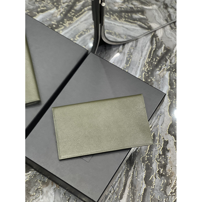Saint Laurent Uptown Pouch In Grain De Poudre Embosses Leather Olive Green