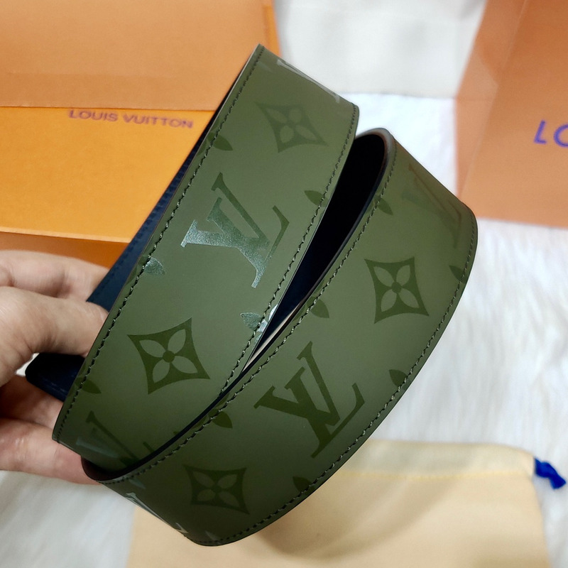 l**is V*t*n black lv lock leather belt green