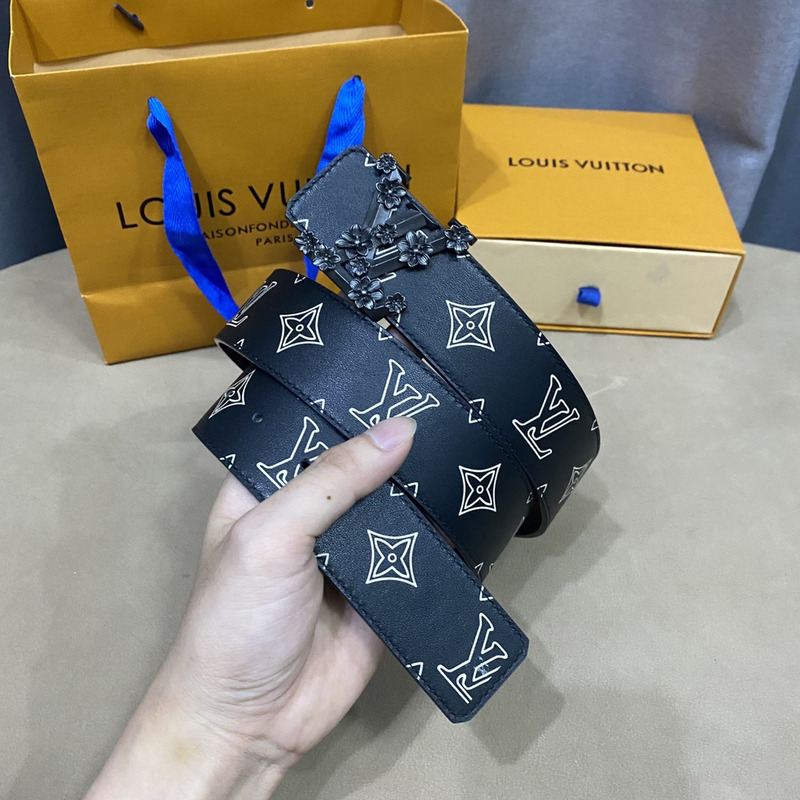 LV PYRAMIDE BLACK FLOWER 40MM REVERSIBLE BELT
