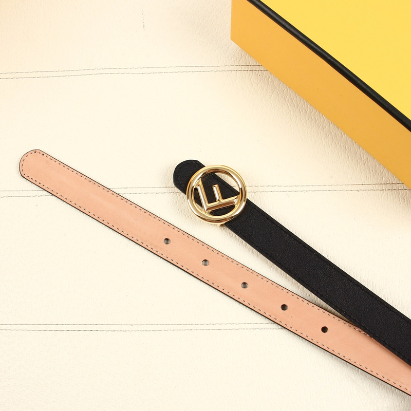 F**di black leather belt