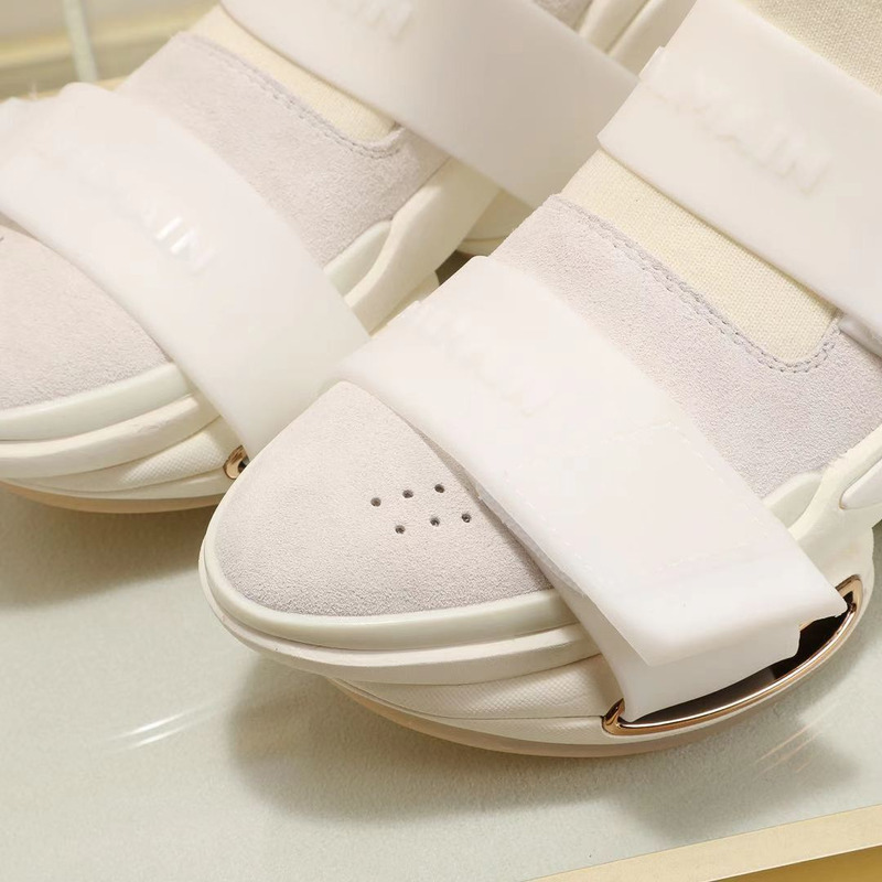 Balmain B-Bold High-Top Sneaker with Straps White