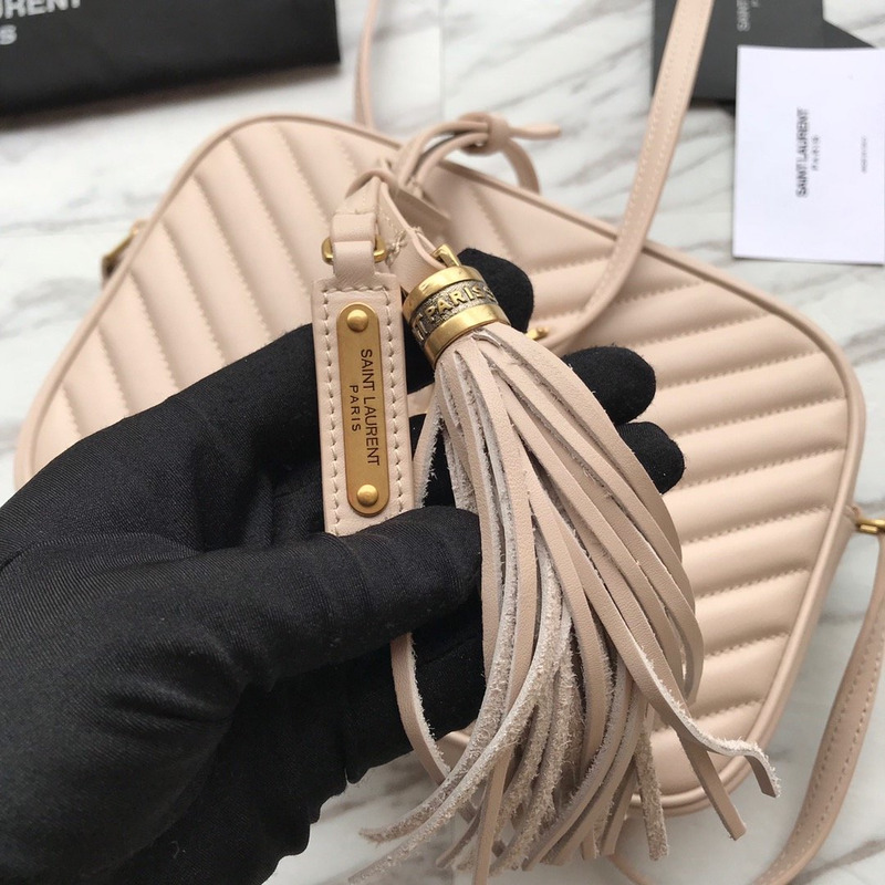 Saint Laurent Lou Camera Bag In Quilted Leather Beige