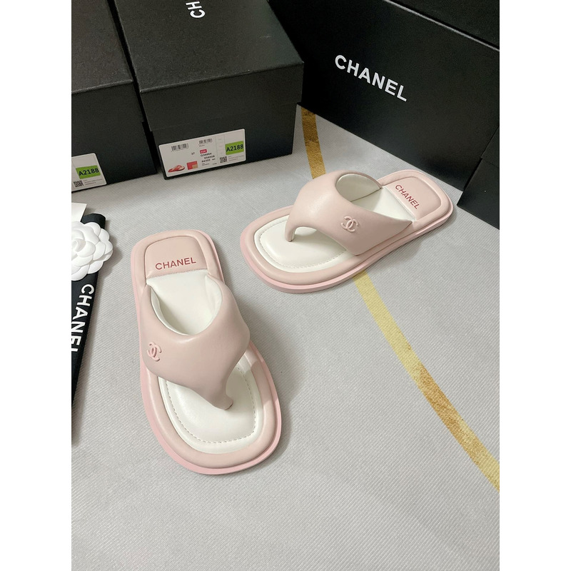 Ch*el fabric mules light pink