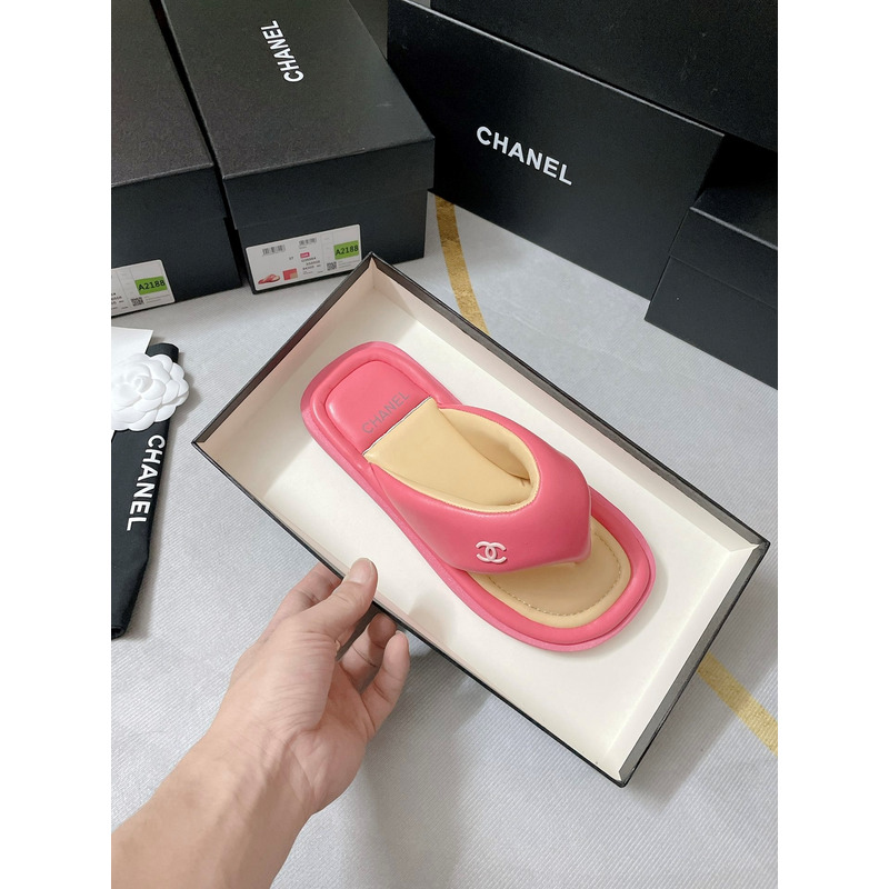 Ch*el fabric mules pink