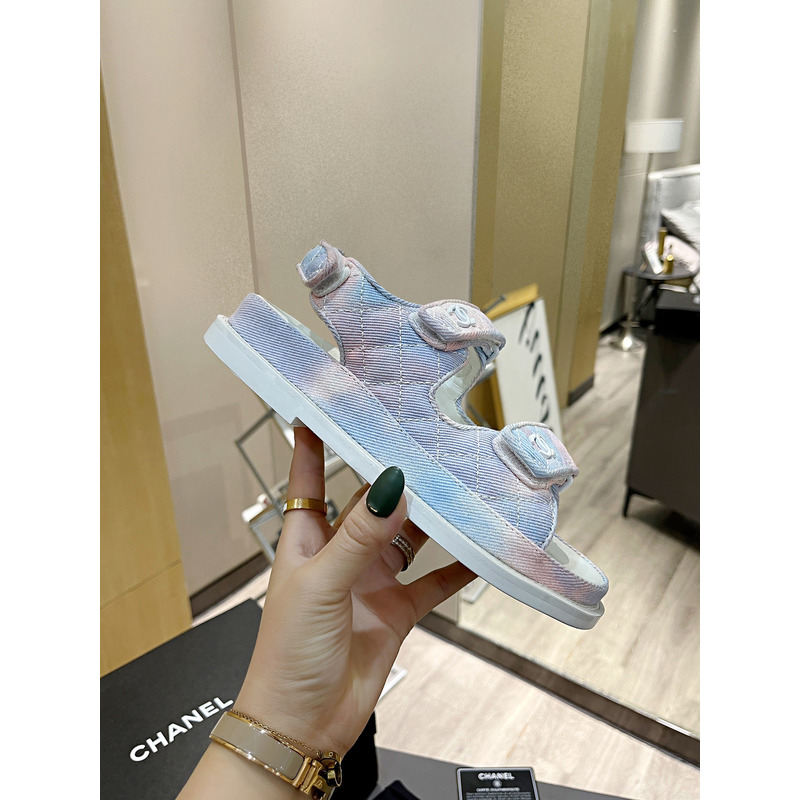 Ch*el dad sandals in rainbow pastels