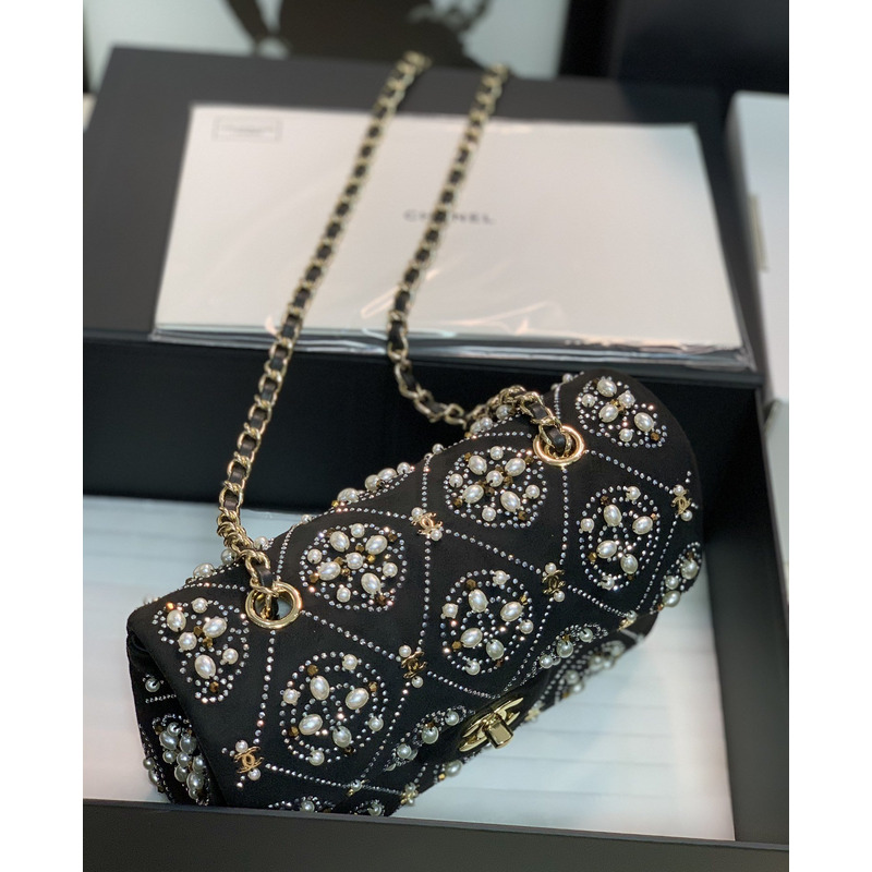 Ch*el ss2022 spring and summer new series chain bag shoulder bag black