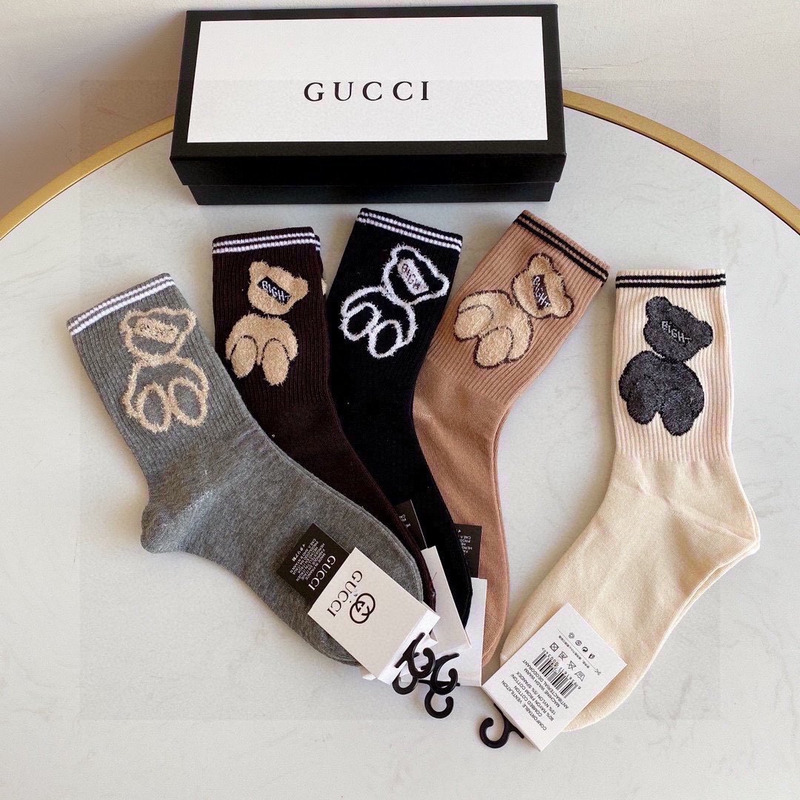 G*u*i bear cotton crew socks (5-pair)