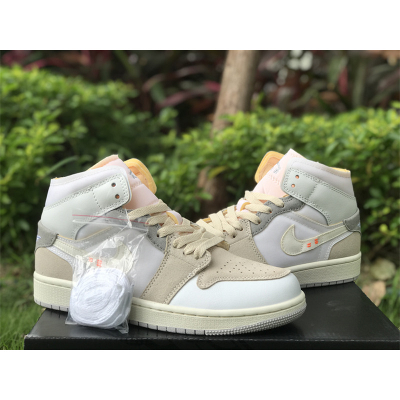 Air Jodan 1 Mid Craft Inside Out White Grey