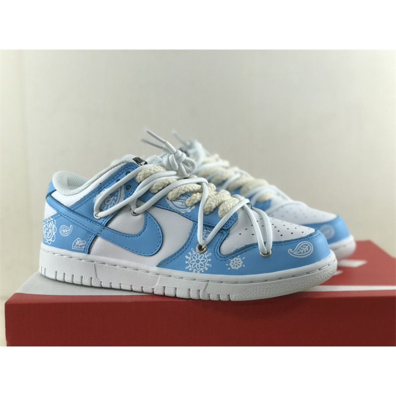 Nike Dunk Low Cashew Flower Sneaker Blue and White