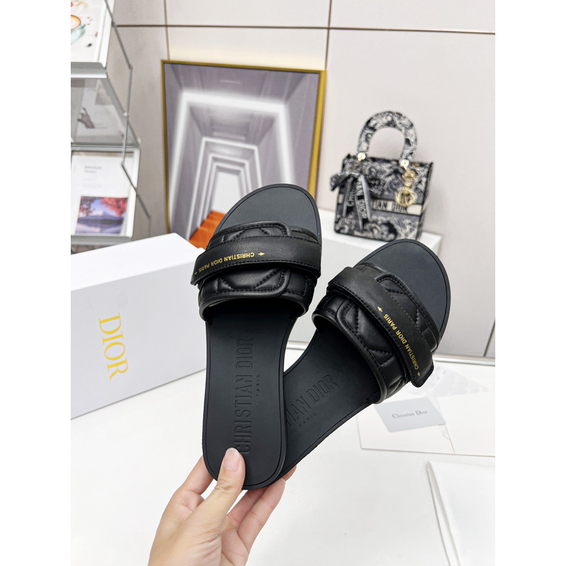 ch**an D*or black leather sandals