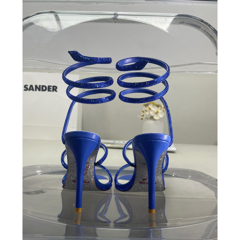 Rene Caovilla Cleo Crystal Sapphire Blue Sandals