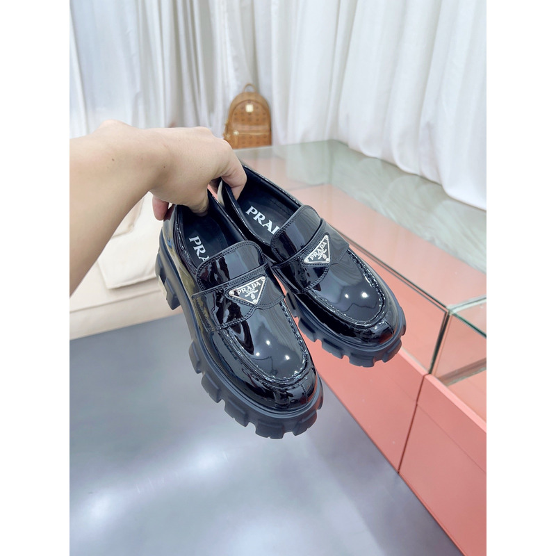 Pra*a monolith brushed leather loafers black