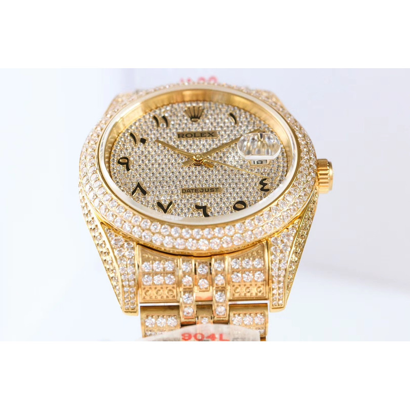 rolex Di*m*nd iced out rolex datejust 41 | 25 carats of Di*m*nds full Di*m*nd arabic dial