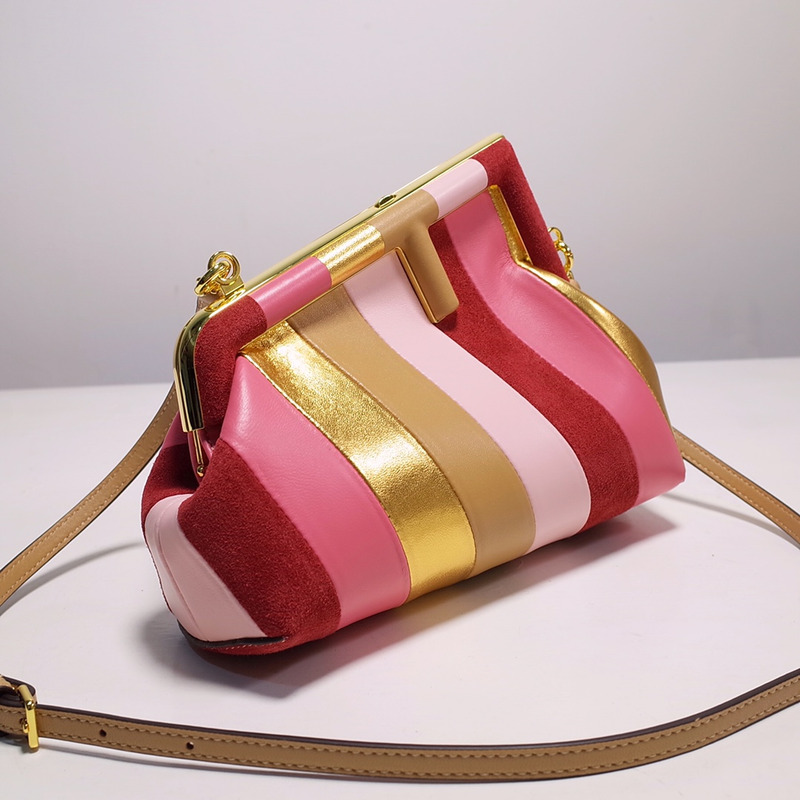 F**di first small leather shoulder bag pink