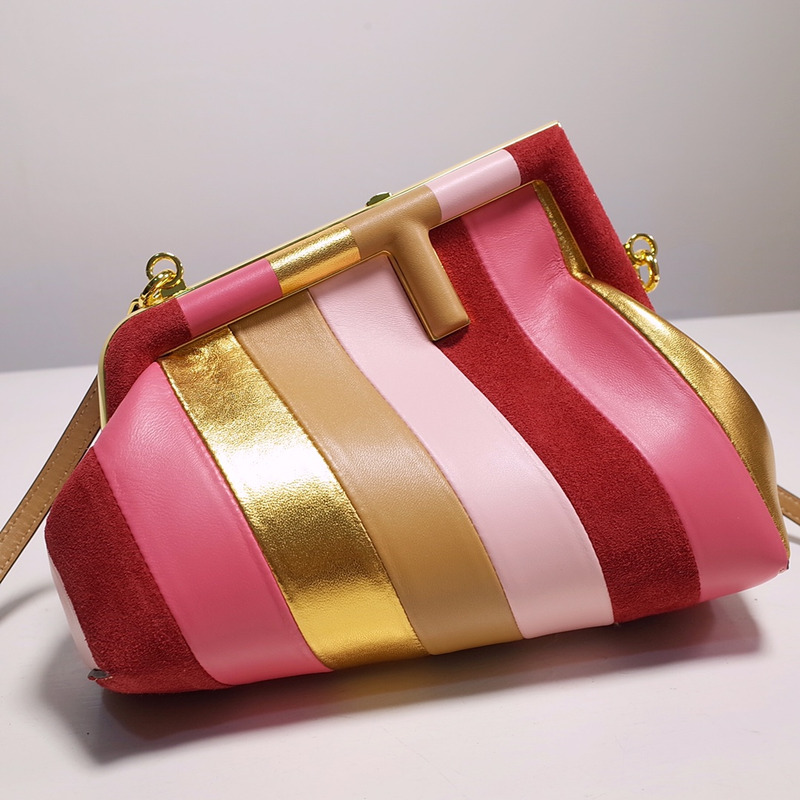 F**di first small leather shoulder bag pink