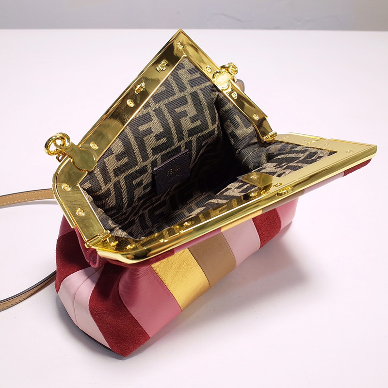 F**di first small leather shoulder bag pink