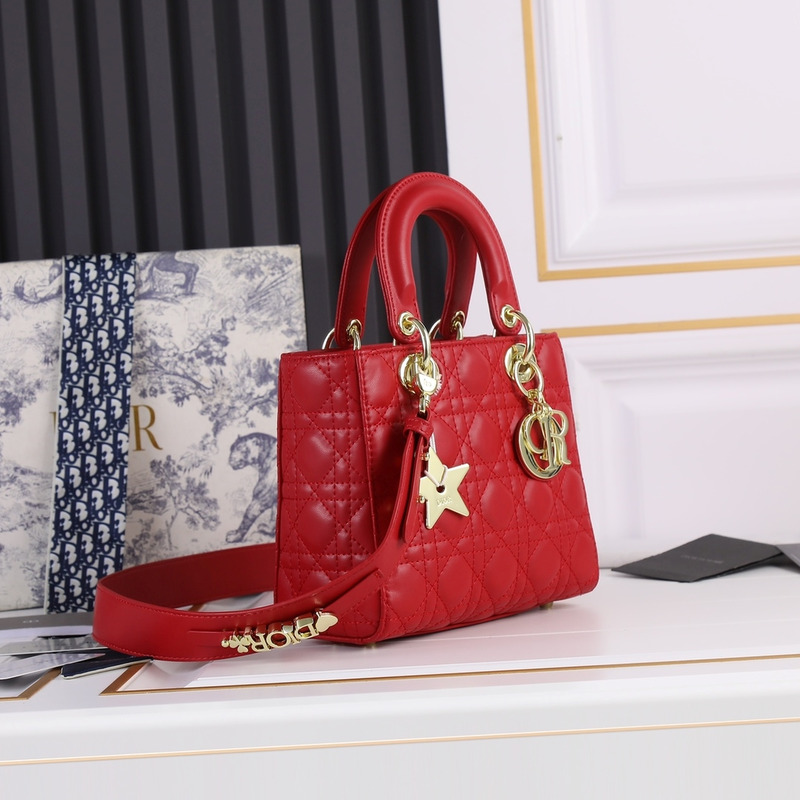 D*or lady D*or micro lambskin tote red