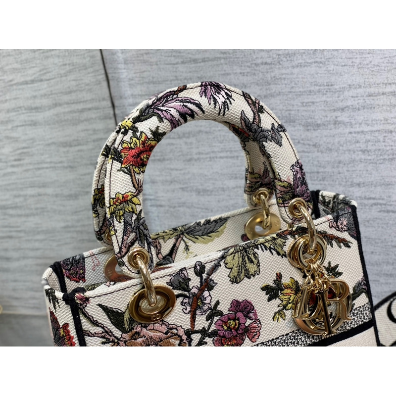 D*or medium lady d-lite bag multicolor D*or jardin botanique embroidery