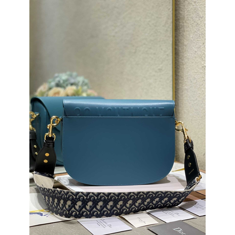 D*or large D*or bobby bag blue denim glossy calfskin