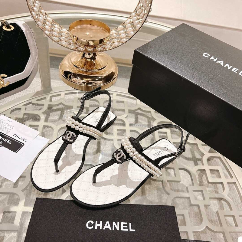 Ch*el pearl sandals black