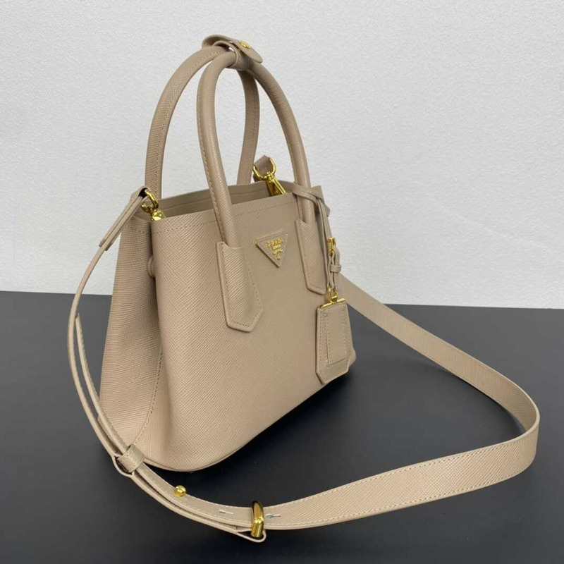 Pra*a double saffiano leather mini bag sand color