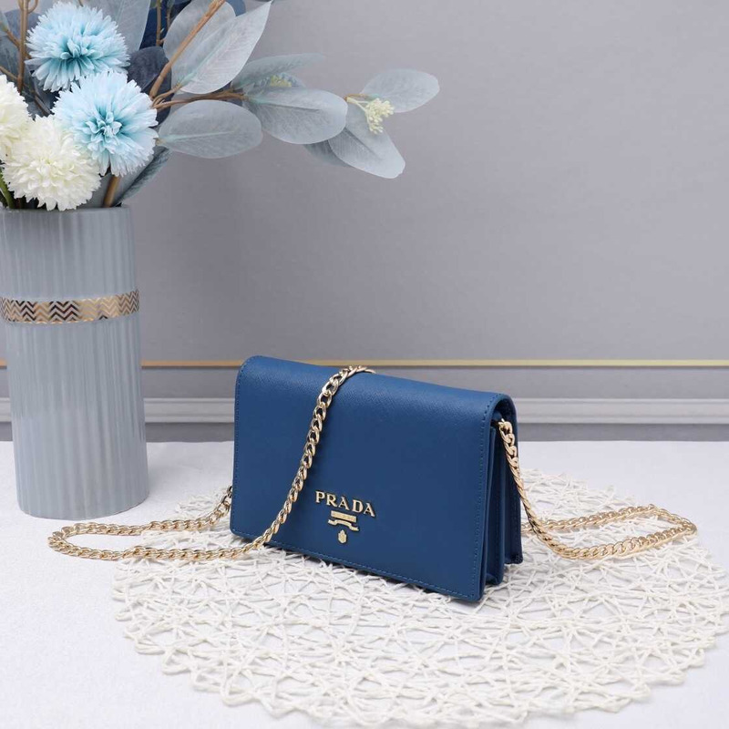 Pra*a saffiano leather mini bag blue