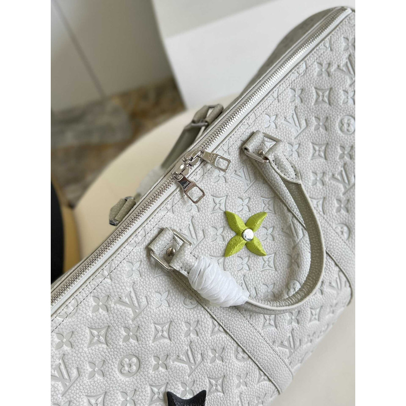 l**is V*t*n keepall 50 travel bag taurillon monogram embossed calfskin white