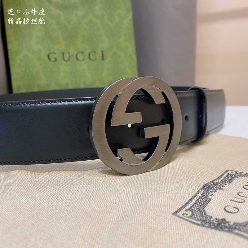 G*u*i interlocking g leather belt black