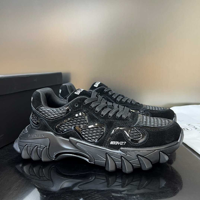 Balmain B-East Leather Suede And Mesh Sneakers