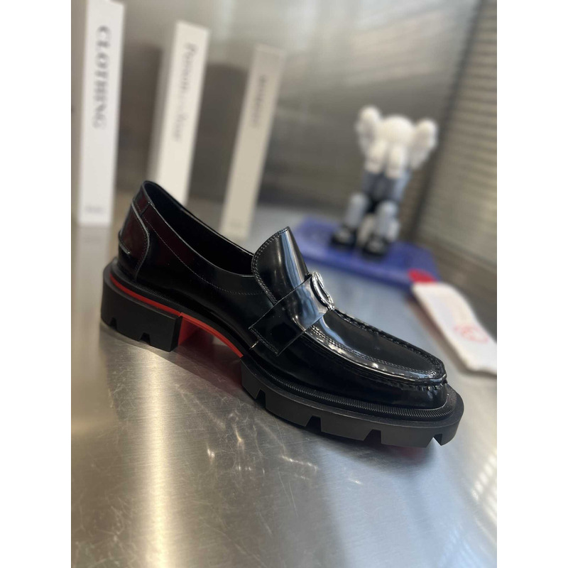 Ch**an louboutin moc leather loafers in black