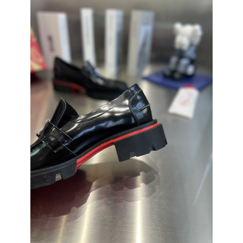 Ch**an louboutin moc leather loafers in black