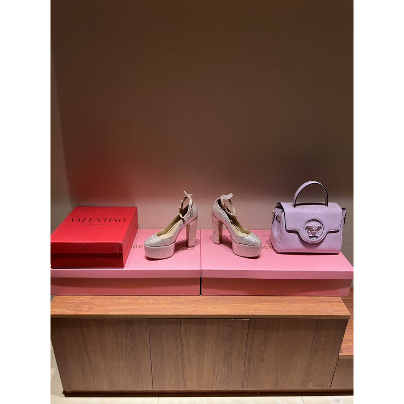 Valentino  Garavani Tan-Go Platform Pump With Crystal White