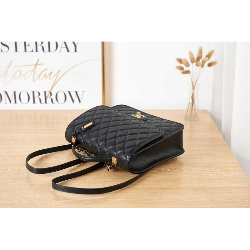 Ch*el calfskin formal style backpacks black