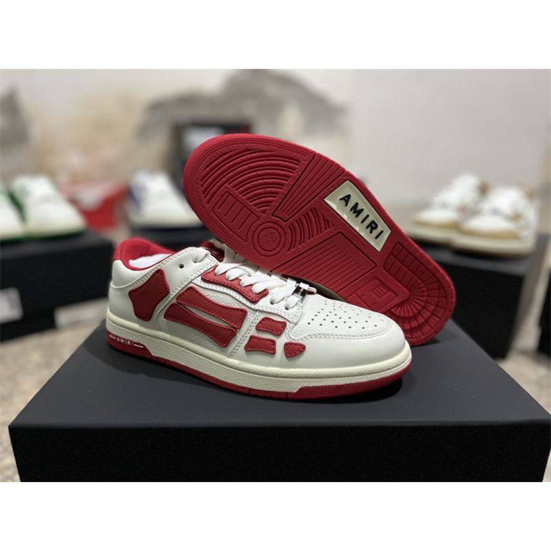 AMIRI Skel Leather Low-Top Sneakers White&Red