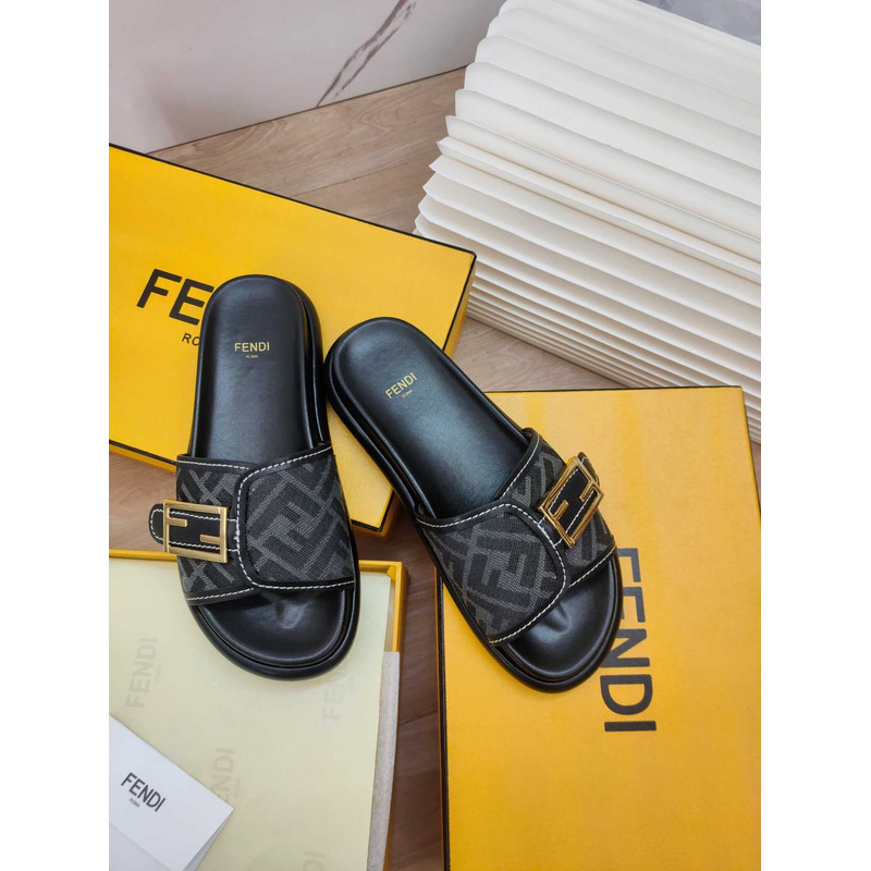 F**di feel fabric slides black